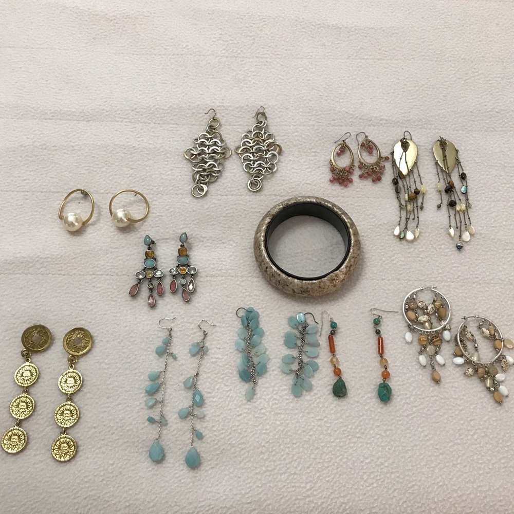 Assorted earrings and bracelet
